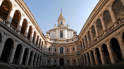Courtyard of  Sant'Ivo alla Sapienza Church,  Piazza Navona, Rome, Italy.